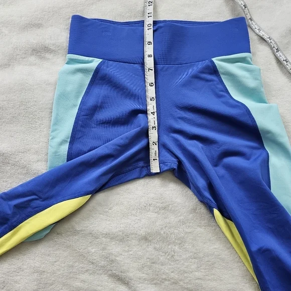 Michi Canyon Colorblock Compression Leggings Blue Yellow Small Luxury Activewear - Picture 9 of 12